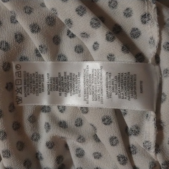 Adrianna Papell Polka dot Tie Flutter Sleeve Top L Short Sleeve White Blouse - Picture 9 of 9